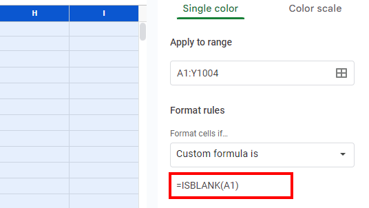 Apply the ISBLANK function in value or formula box 